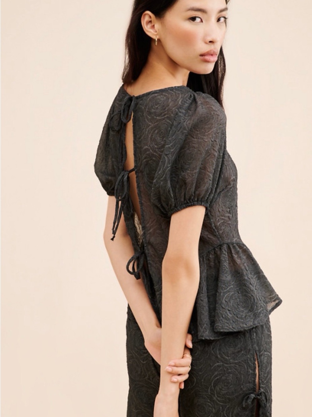 Lisa Says Gah Petra tie back Blouse Black Small